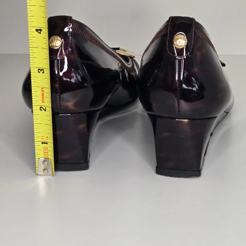 Stuart Weitzman Tortoiseshell Patent Leather Wedge Pumps | Size 7| Made in Spain